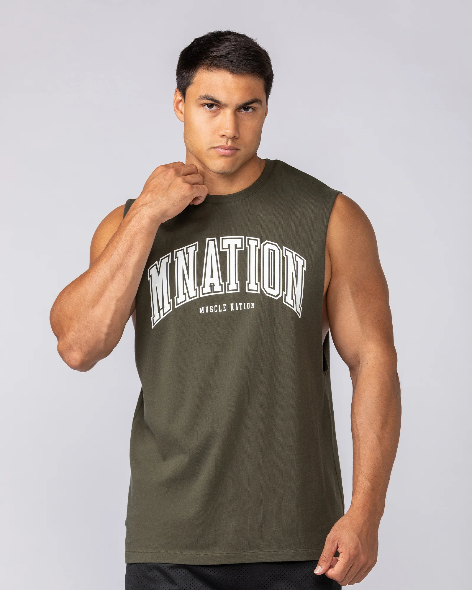 Varsity Training Drop Arm Tank - Dark Khaki